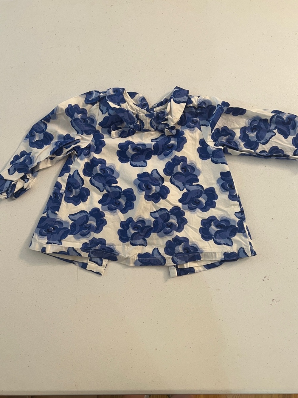 Janie and Jack White Blouse with Blue Floral Print
